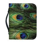 Peacock Tail Print Leather Bible Cover