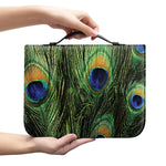 Peacock Tail Print Leather Bible Cover