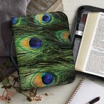 Peacock Tail Print Leather Bible Cover