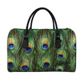 Peacock Tail Print Leather Duffel Bag
