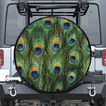 Peacock Tail Print Leather Spare Tire Cover