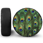 Peacock Tail Print Leather Spare Tire Cover