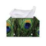 Peacock Tail Print Leather Tissue Box Cover