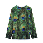 Peacock Tail Print Long Sleeve Short Coat
