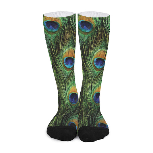 Peacock Tail Print Long Socks