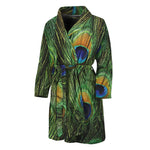 Peacock Tail Print Men's Bathrobe