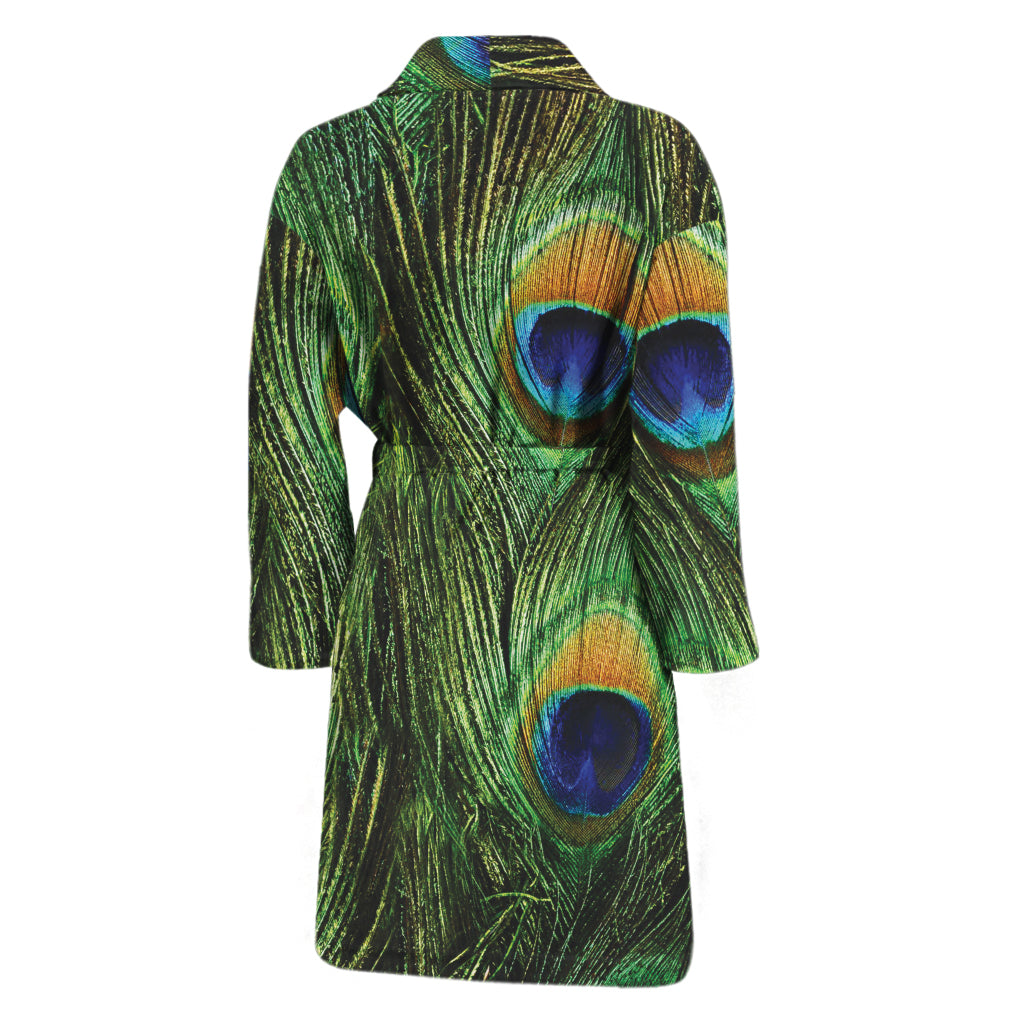 Peacock Tail Print Men's Bathrobe