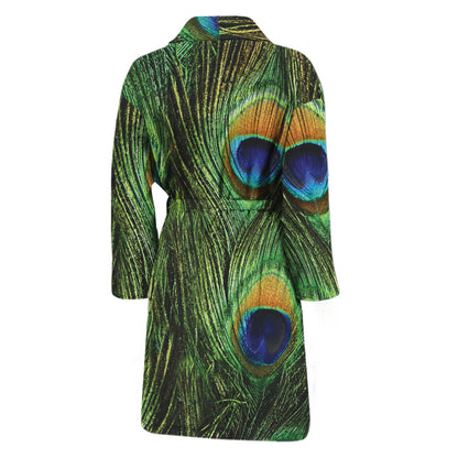 Peacock Tail Print Men's Bathrobe