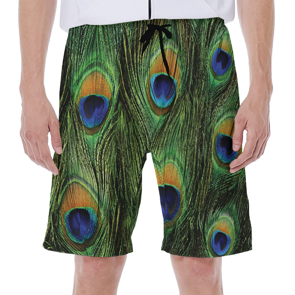 Peacock Tail Print Men's Beach Shorts