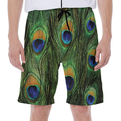 Peacock Tail Print Men's Beach Shorts