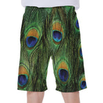 Peacock Tail Print Men's Beach Shorts
