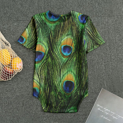 Peacock Tail Print Men's Bodysuit