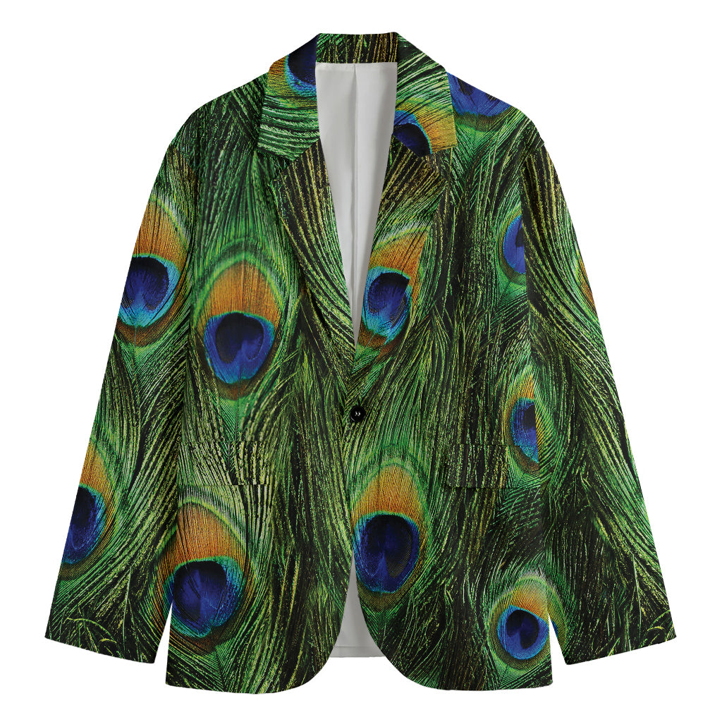 Peacock Tail Print Men's Cotton Blazer