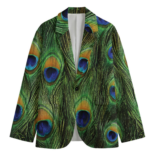 Peacock Tail Print Men's Cotton Blazer
