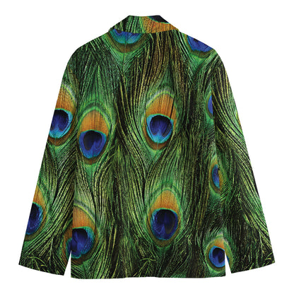 Peacock Tail Print Men's Cotton Blazer