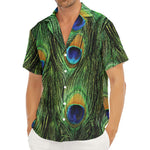 Peacock Tail Print Men's Deep V-Neck Shirt