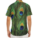 Peacock Tail Print Men's Deep V-Neck Shirt