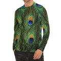 Peacock Tail Print Men's Long Sleeve Rash Guard
