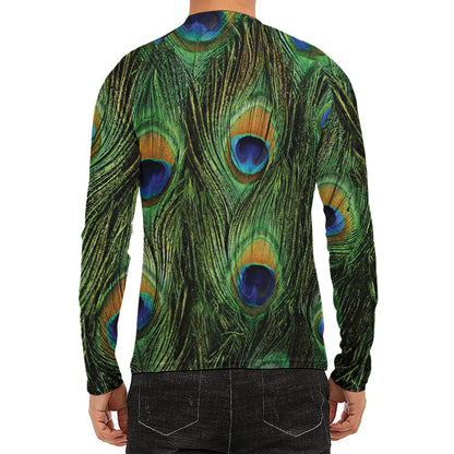 Peacock Tail Print Men's Long Sleeve Rash Guard