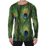 Peacock Tail Print Men's Long Sleeve T-Shirt