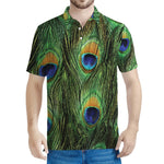 Peacock Tail Print Men's Polo Shirt