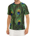 Peacock Tail Print Men's Short Sleeve Rash Guard