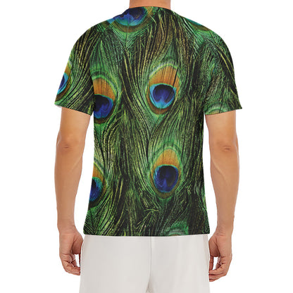 Peacock Tail Print Men's Short Sleeve Rash Guard