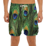 Peacock Tail Print Men's Split Running Shorts