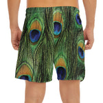 Peacock Tail Print Men's Split Running Shorts