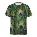 Peacock Tail Print Men's Sports T-Shirt