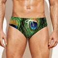 Peacock Tail Print Men's Swim Briefs