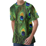 Peacock Tail Print Men's Velvet T-Shirt