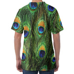 Peacock Tail Print Men's Velvet T-Shirt
