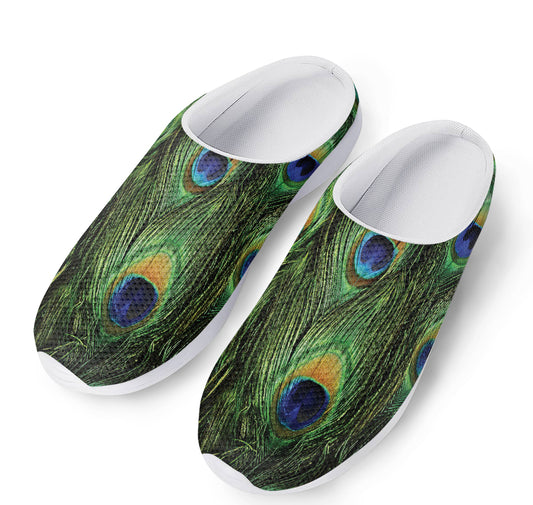 Peacock Tail Print Mesh Casual Shoes
