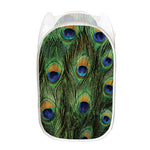 Peacock Tail Print Mesh Laundry Hamper