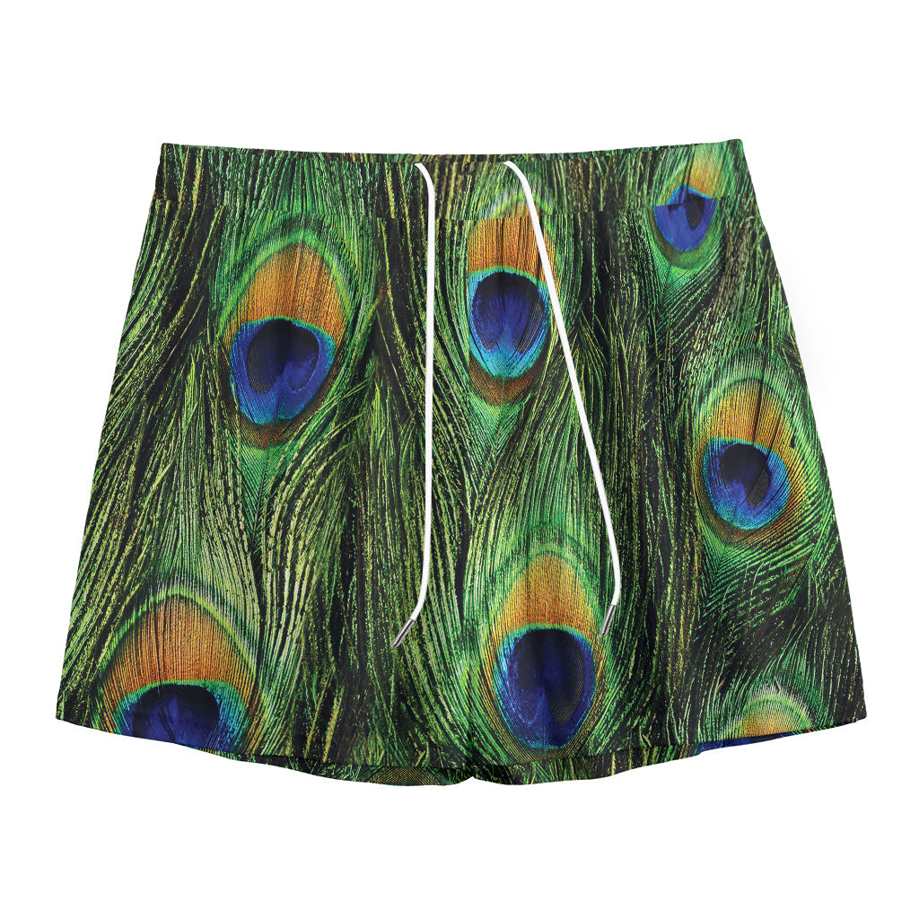 Peacock Tail Print Mesh Shorts