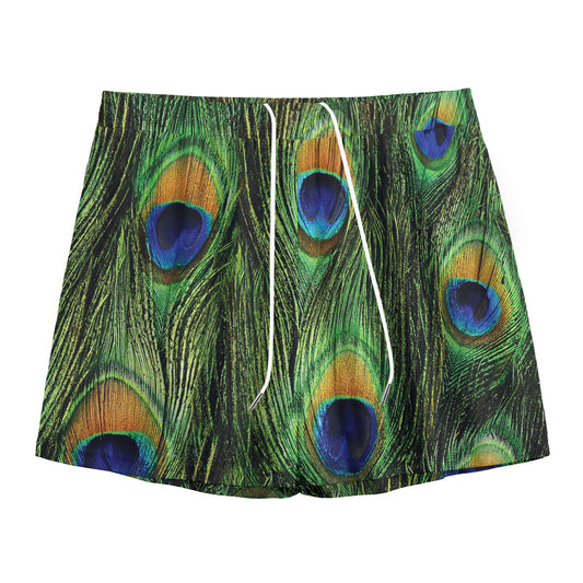 Peacock Tail Print Mesh Shorts