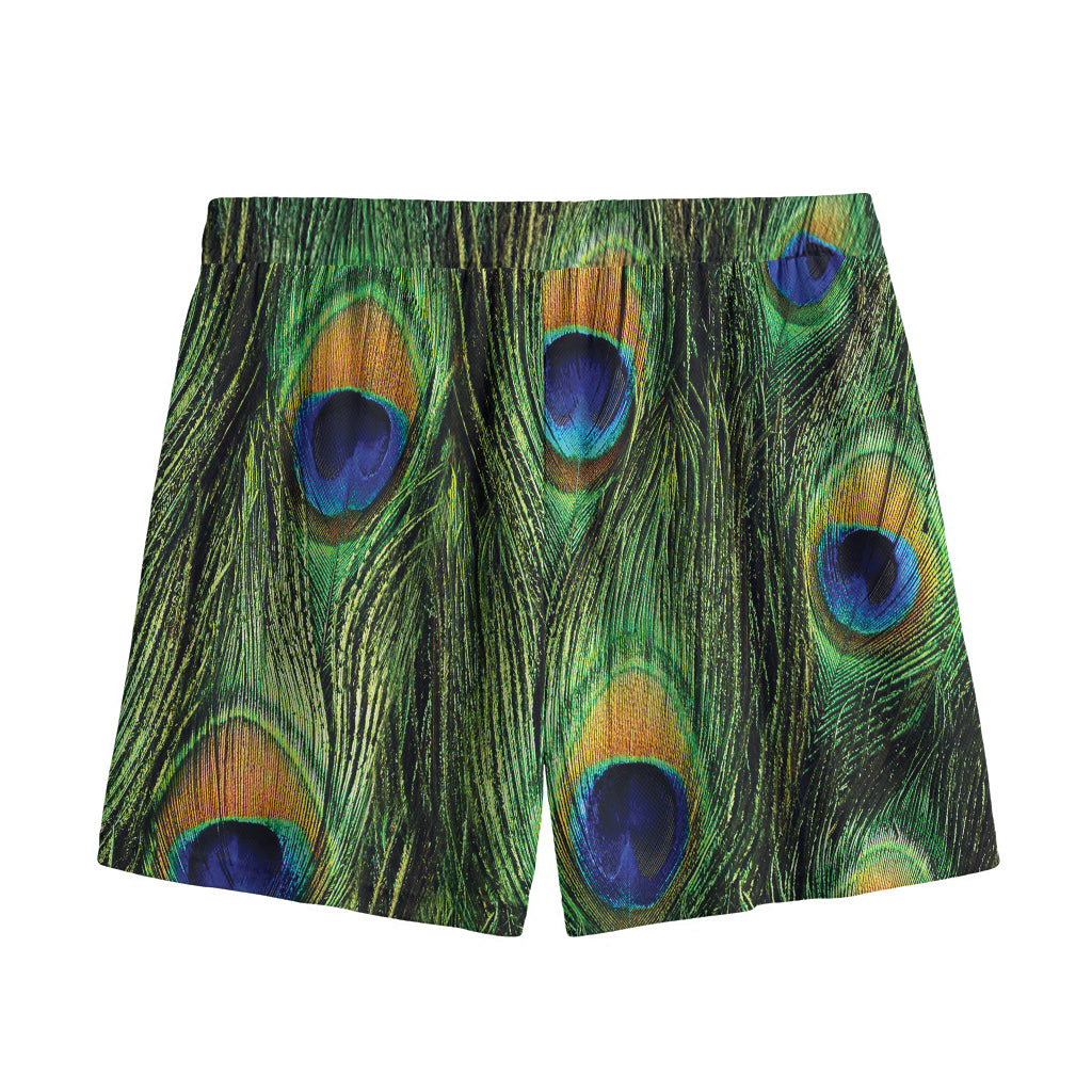 Peacock Tail Print Mesh Shorts