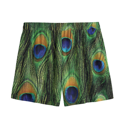 Peacock Tail Print Mesh Shorts