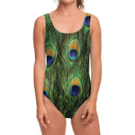 Peacock Tail Print One Piece Swimsuit