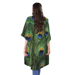 Peacock Tail Print Open Front Beach Cover Up
