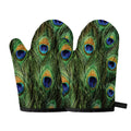 Peacock Tail Print Oven Mitts