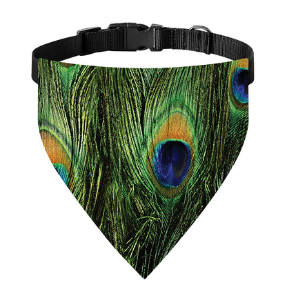 Peacock Tail Print Over The Collar Dog Bandana