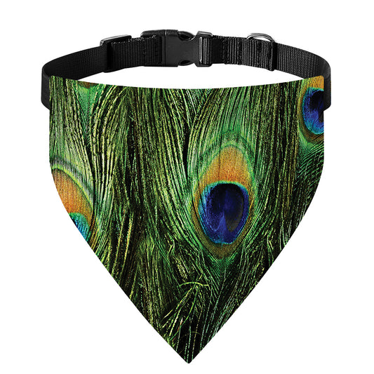Peacock Tail Print Over The Collar Dog Bandana