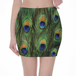 Peacock Tail Print Pencil Mini Skirt