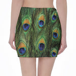 Peacock Tail Print Pencil Mini Skirt