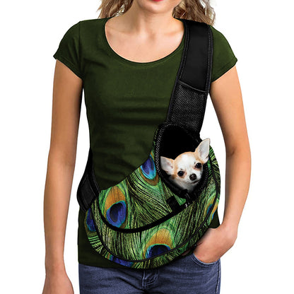 Peacock Tail Print Pet Sling Carrier