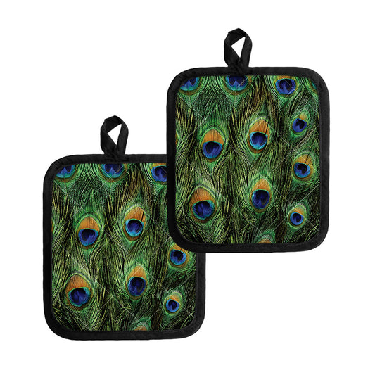 Peacock Tail Print Pot Holders