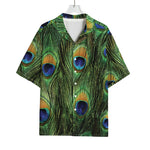Peacock Tail Print Rayon Hawaiian Shirt