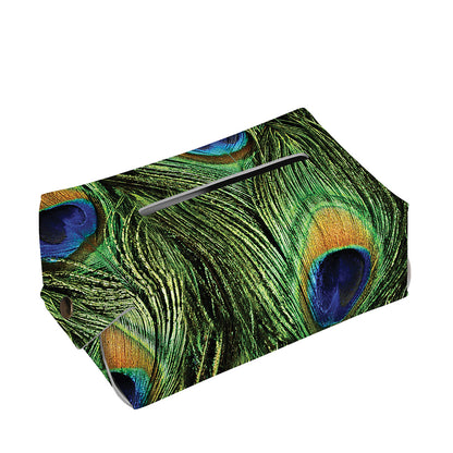 Peacock Tail Print Rectangle Tissue Box Cover